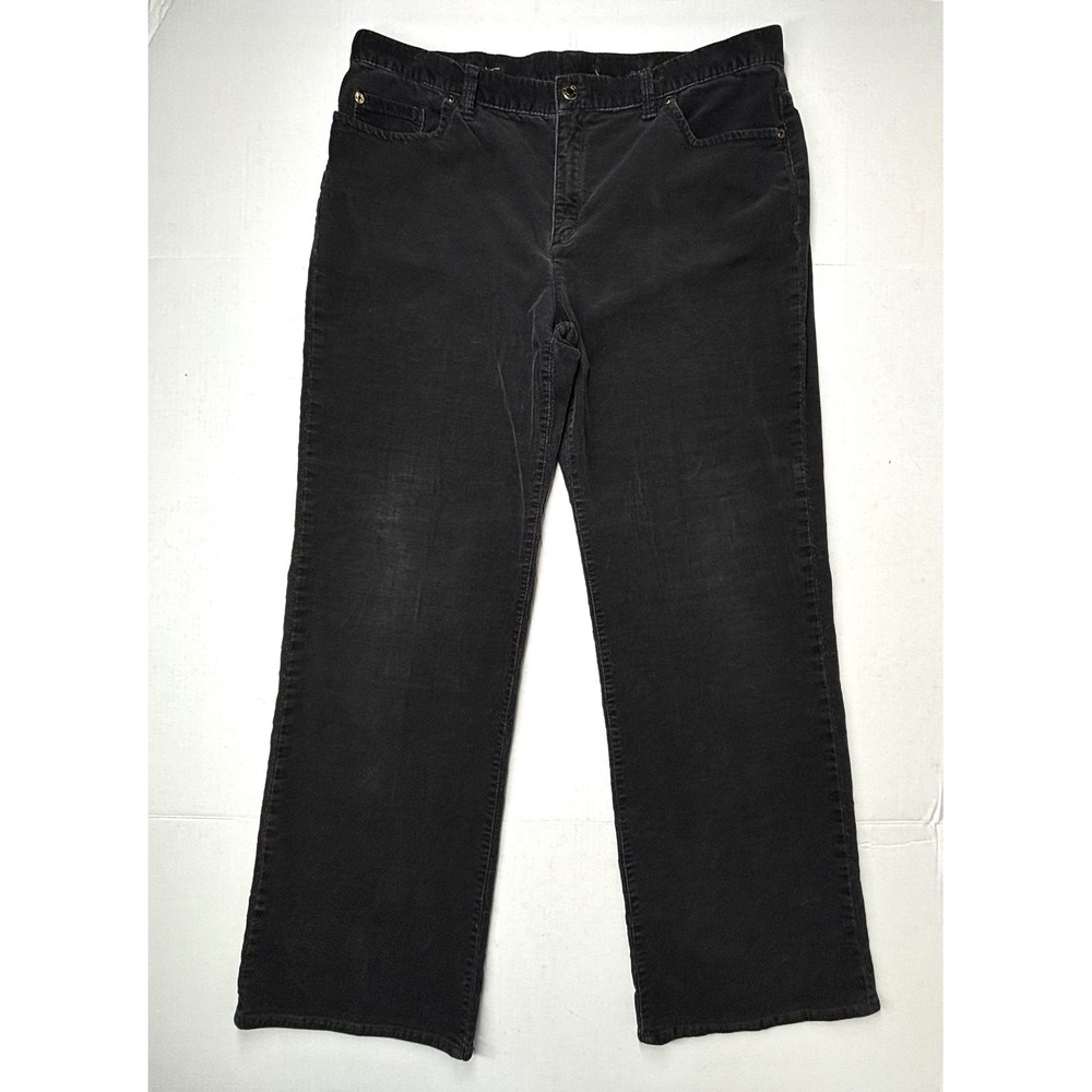 Talbots Signature Boot Black Corduroy Pants Womens 14 36X31 Casual Comfort EUC